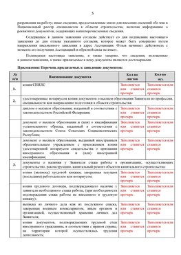 Образец заполнения заявления в НРС строителей. Страница 5 Вилючинск Специалисты для СРО НРС - внесение и предоставление готовых